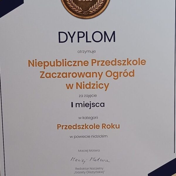 I miejsce w kategorii "Przedszkole Roku" w powiecie nidzickim